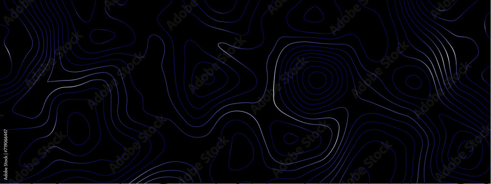 Poster luxury abstract topographic line map. modern design with black background with topographic wavy patt