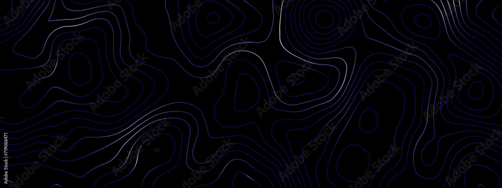 Poster luxury abstract topographic line map. modern design with black background with topographic wavy patt