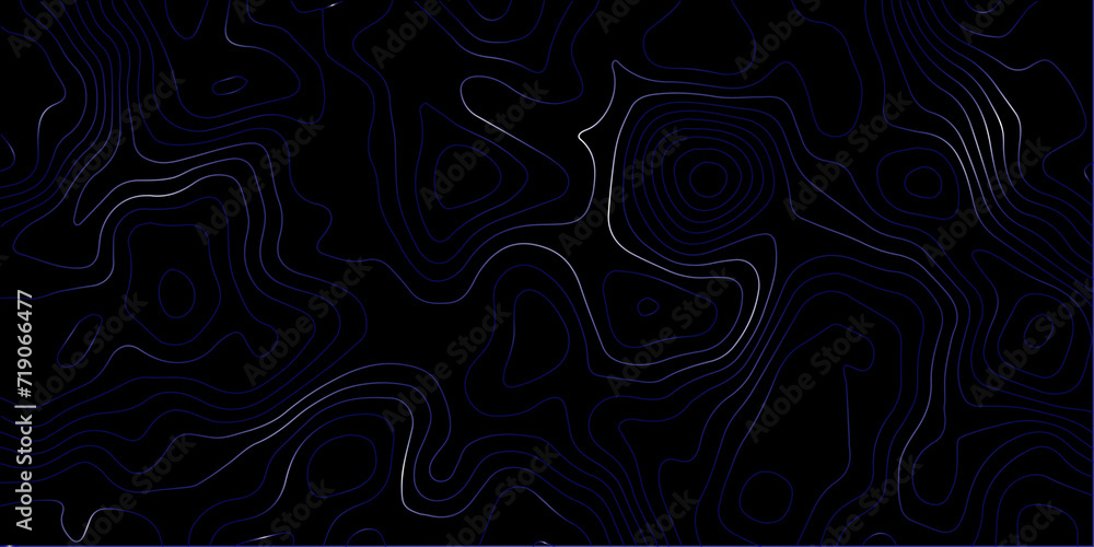 Poster luxury abstract topographic line map. modern design with black background with topographic wavy patt
