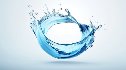 Ultra realistic smooth splash of circular blue water on white background. Generative AI