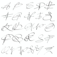 SET SIGNATURE INITIAL LETTER ABC, Brushstroke As Letter Logo Design. luxury initial logo design, SET Initial Letter As Logo, Hand Drawn Signature Logo