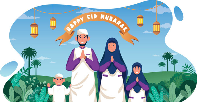 themed vector illustration celebrating Eid al-Fitr