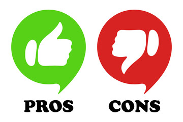 Set of fingers pros cons illustration. Cancellation, refusal, negative, confirmation, consent, choice, evaluation, sign, questionnaire, report, list. Vector icon for business and advertising - obrazy, fototapety, plakaty