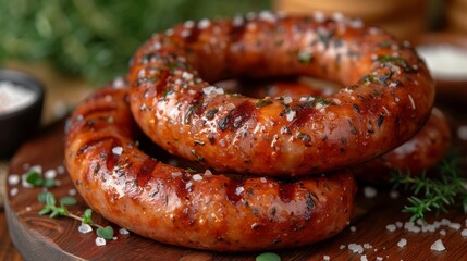 Fototapeta premium Barbecue with sausages and family in the garden