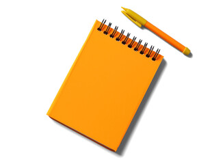 Orange Notebook and Pen on Transparent