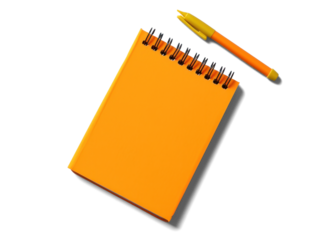 Orange Notebook and Pen on Transparent