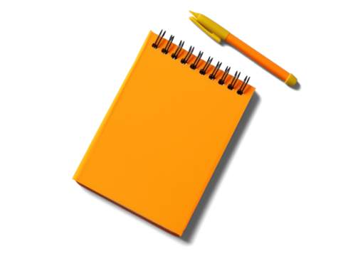 Orange Notebook and Pen on Transparent
