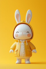 Blind box toy Japanese cartoon design, cute little rabbit with clothes, clean solid color background,3d render --ar 2:3 --v 6 Job ID: a3da365b-acea-49bd-a657-1ec630643472