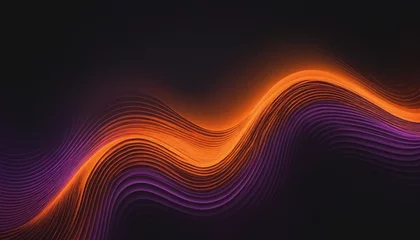 Fototapeten Vibrant grainy color gradient wave on black background, orange purple abstract banner design, copy space © SR07XC3