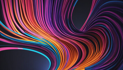 Colorful curved lines abstract background in 3D render. Contemporary wallpaper design.