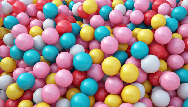 3d render. Abstract party background. Colorful balls and flying air balloons © SR07XC3