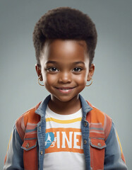 3D Cartoon-style Portrait of a Handsome African American Boy
