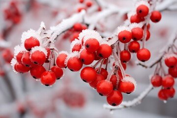 Fototapeta na wymiar Frost-coated winter berries close-up