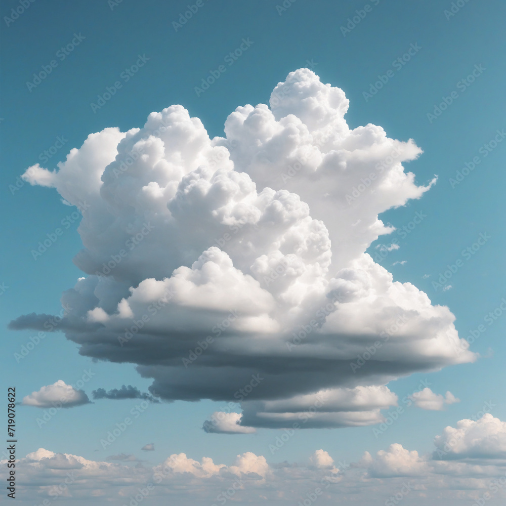 Poster abstract cloud-like shape in 3d rendering, with white color. cumulus clip art on see-through backdro