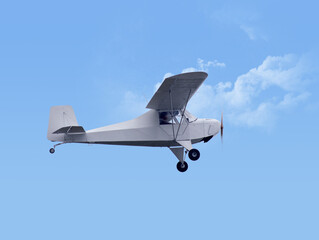 Single-engine  airplane, flying  sunny, day takeoff