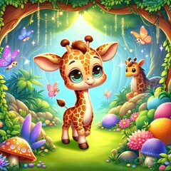 Adorable Giraffe Cub's Playful Gaze