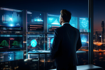 Business professionals collaborating in a modern office environment, utilizing laptops and digital tablets for efficient communication and successful teamwork