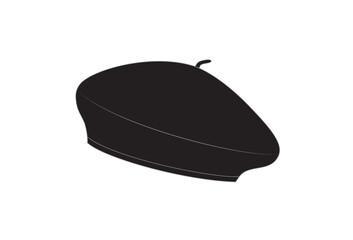 Vector fashion technical drawing of a french beret. Wool fabric.
