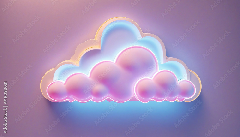 Wall mural neon-lit abstract cloud in 3d render.