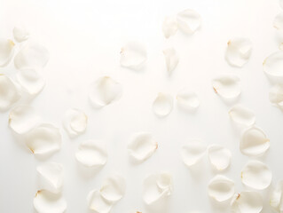 Fototapeta na wymiar Realistic flying petals of white roses on a white background. for romantic postcards, weddings and Valentine's Day celebrations.