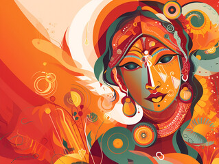 Abstract illustrations of a girl in honor of the celebration of Goody Padva