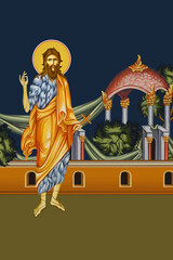 Fototapeta premium John the Baptist. Religious illustration in Byzantine style