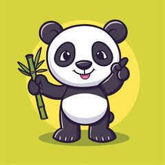 Cute Panda Holding Bamboo With Thumb