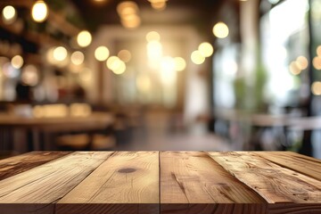 a wooden board empty table set in front of a beautifully blurred background, wooden surface, for product display