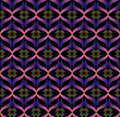 Seamless vector texture in the form of a blue and gold abstract pattern on a black background