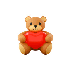 3D teddy bear icon vector illustration