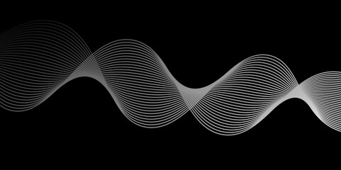 Abstract background with waves for banner. Medium banner size.frequency sound wave, twisted curve lines with blend effect,Vector in concept of technology, science, music, modern.