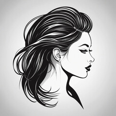 Female profile black and white logo icon set