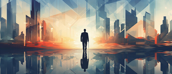 Abstract business background, showing the concept of moving forward and a bright future.