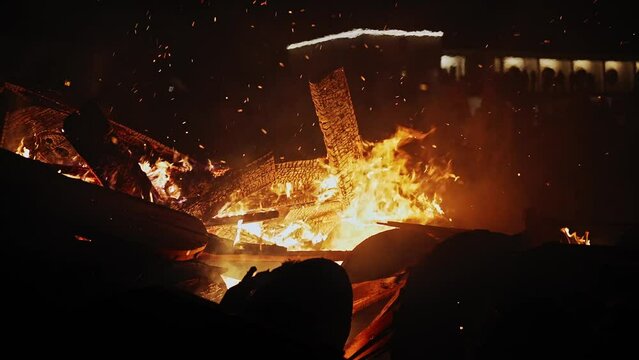 fire burning in a fireplace slowmotion