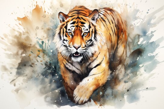 tiger in jungle watercolor style 