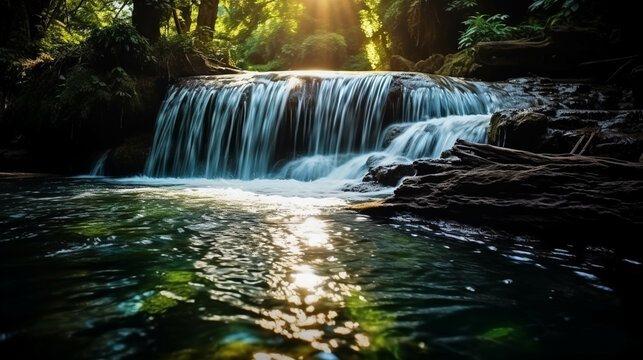 waterfall in the forest high definition(hd) photographic creative image
