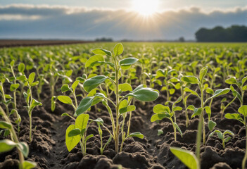 Soybean Sprout Growing in an Open Field