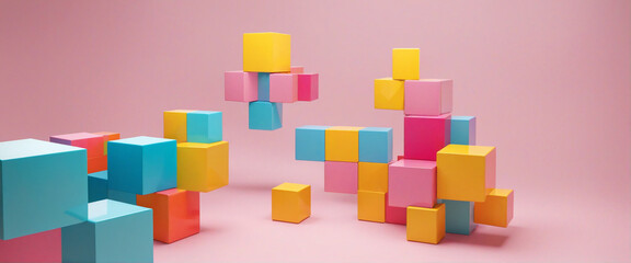 Vibrant Cubes in 3D Rendering