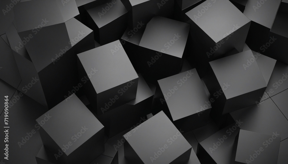 Poster geometric background design with abstract 3d black squares