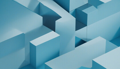 3D abstract geometric design with a blue background