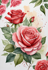 Express Love with a Romantic Red Rose Watercolor for Valentine's Day