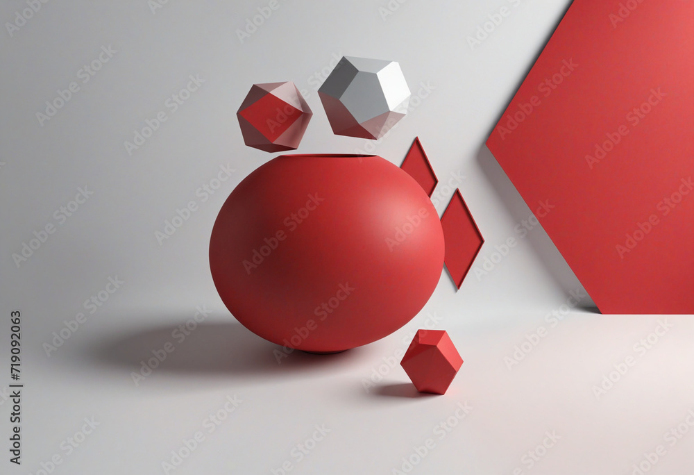 Poster geometric shapes in a red abstract background design
