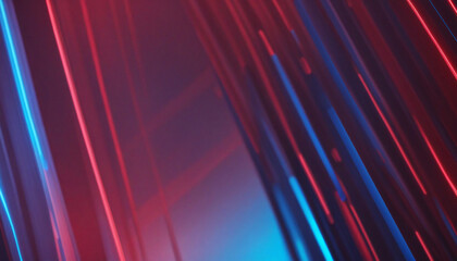 3D digital abstract background with red and blue neon colors, motion blur lines, and defocused bokeh lights. Perfect for digital wallpaper.