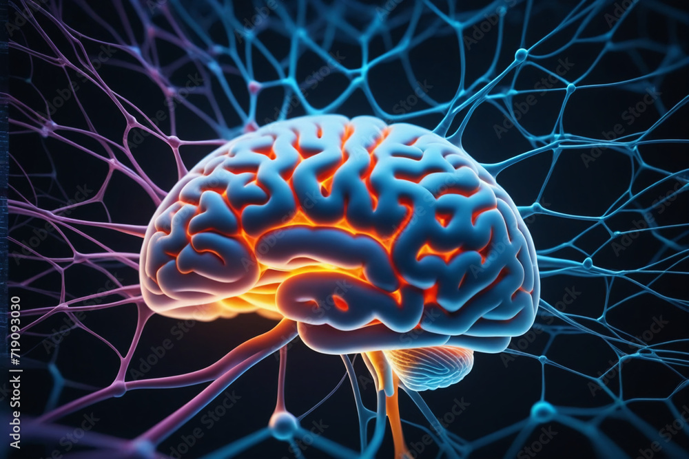 Poster Macro presentation of neural network in the human brain or nervous system
