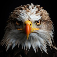 Obraz premium portrait of an closeup of eagle black background looking camera Generative AI