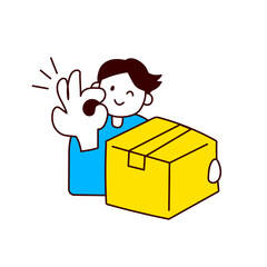 荷物を受け取る男性