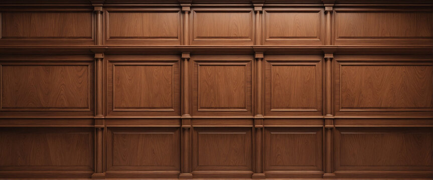 Exquisite handcrafted wood paneling with intricate frame pattern for elegant interiors.