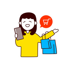 買い物する女性