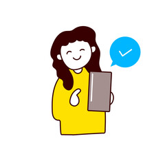 ケータイを操作する女性