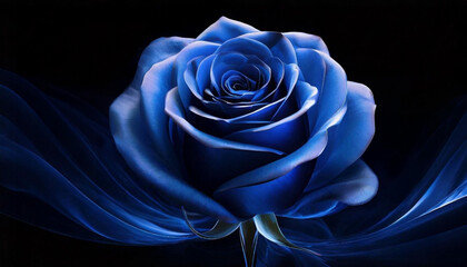 Abstrakcyjny portret niebieskiej Róży. Generative AI